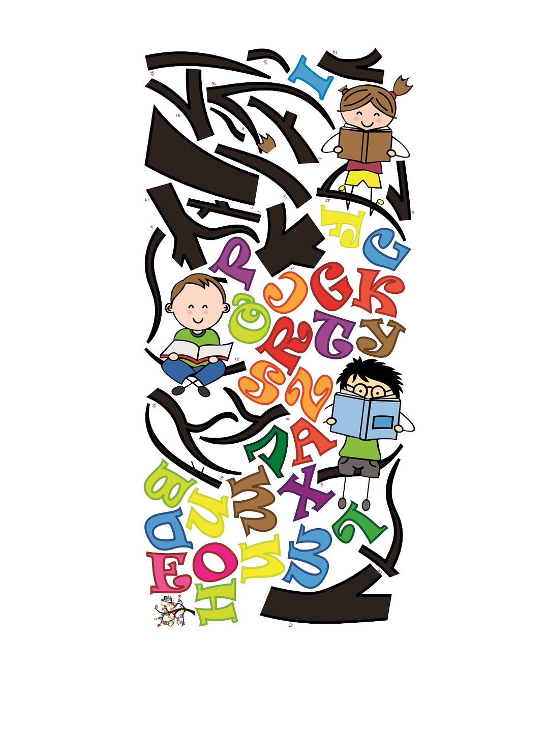 

WALLSTICK Brown & Red Alphabet Tree Large Vinyl Wall Sticker