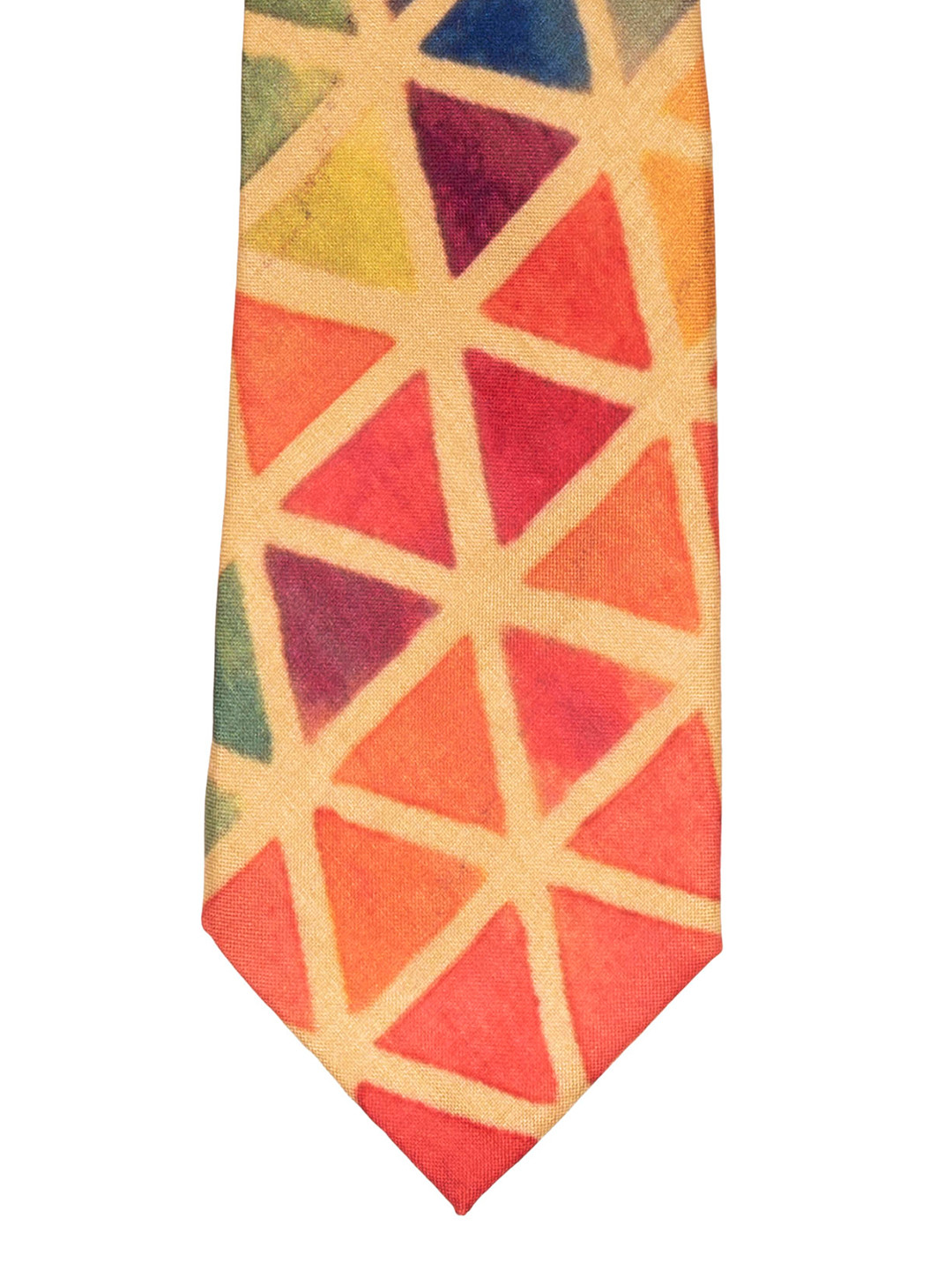 

The Tie Hub Orange & Yellow Triangle Printed Broad Tie