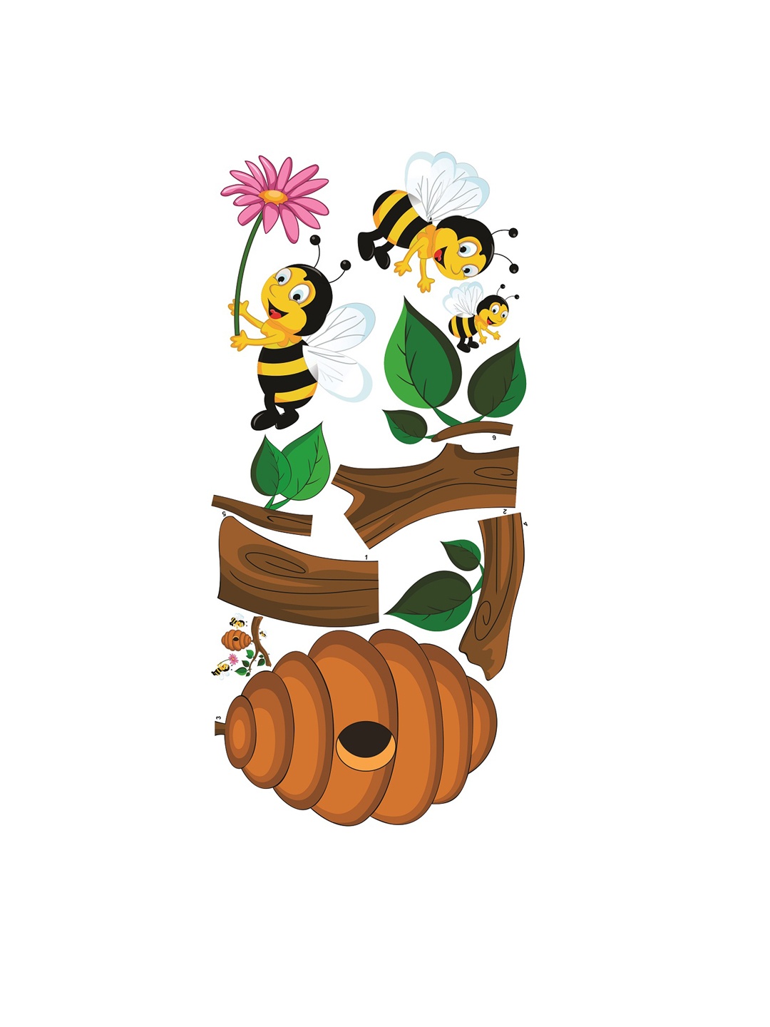 

WALLSTICK Brown & Green Honey Bees Large Vinyl Wall Sticker