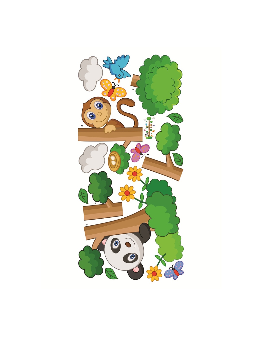 WALLSTICK Green & Brown Animals Large Vinyl Wall Sticker