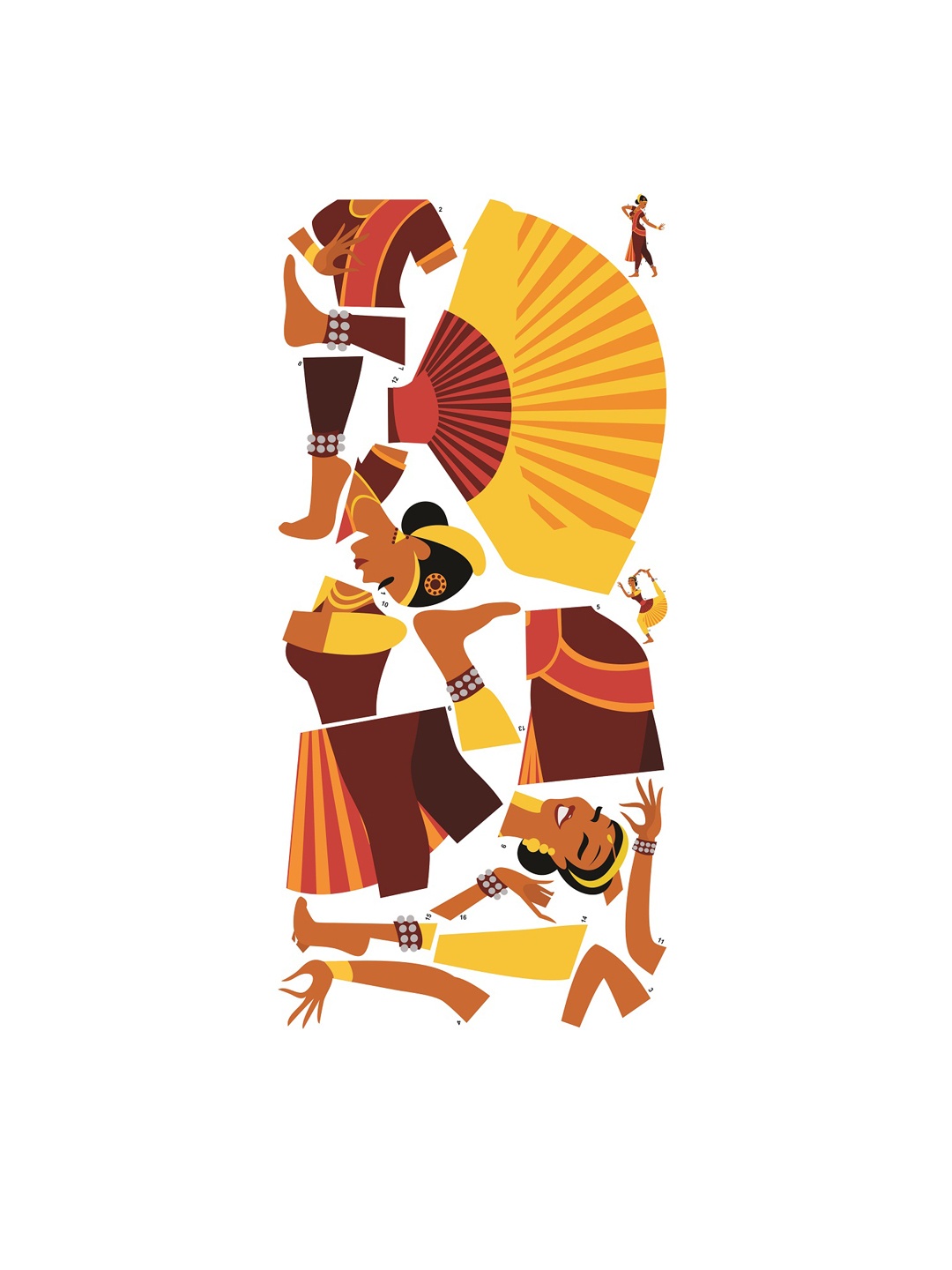 

WALLSTICK Brown & Yellow Dance Pose Large Vinyl Wall Sticker