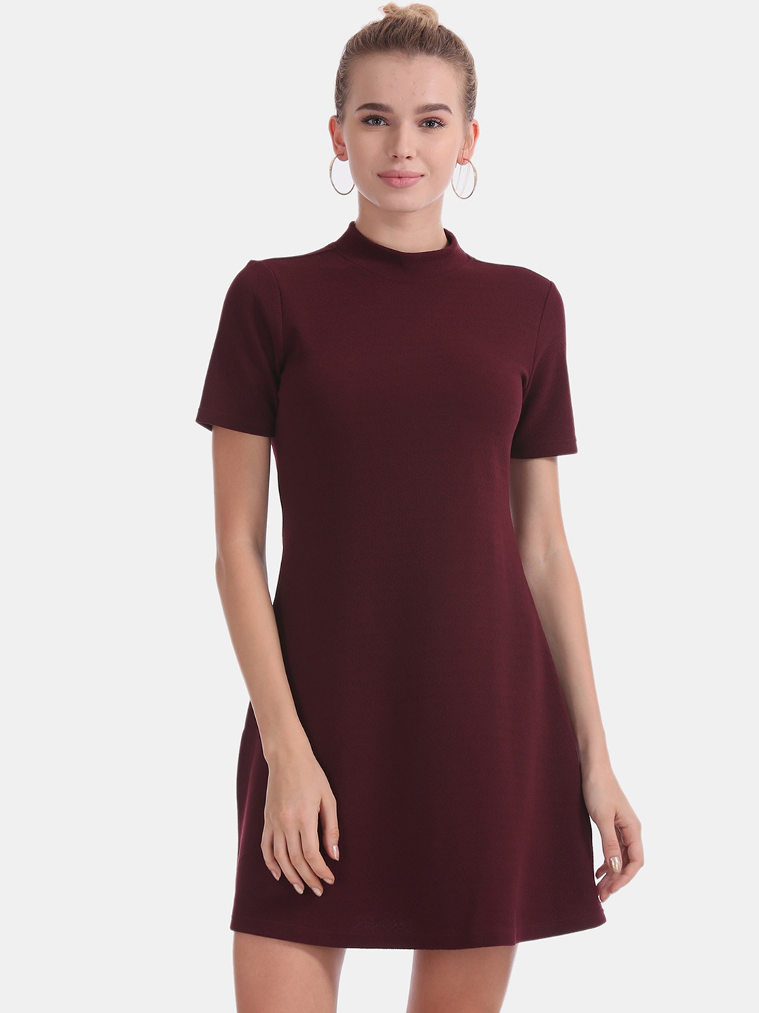 

Flying Machine Women Maroon Solid A-Line Dress