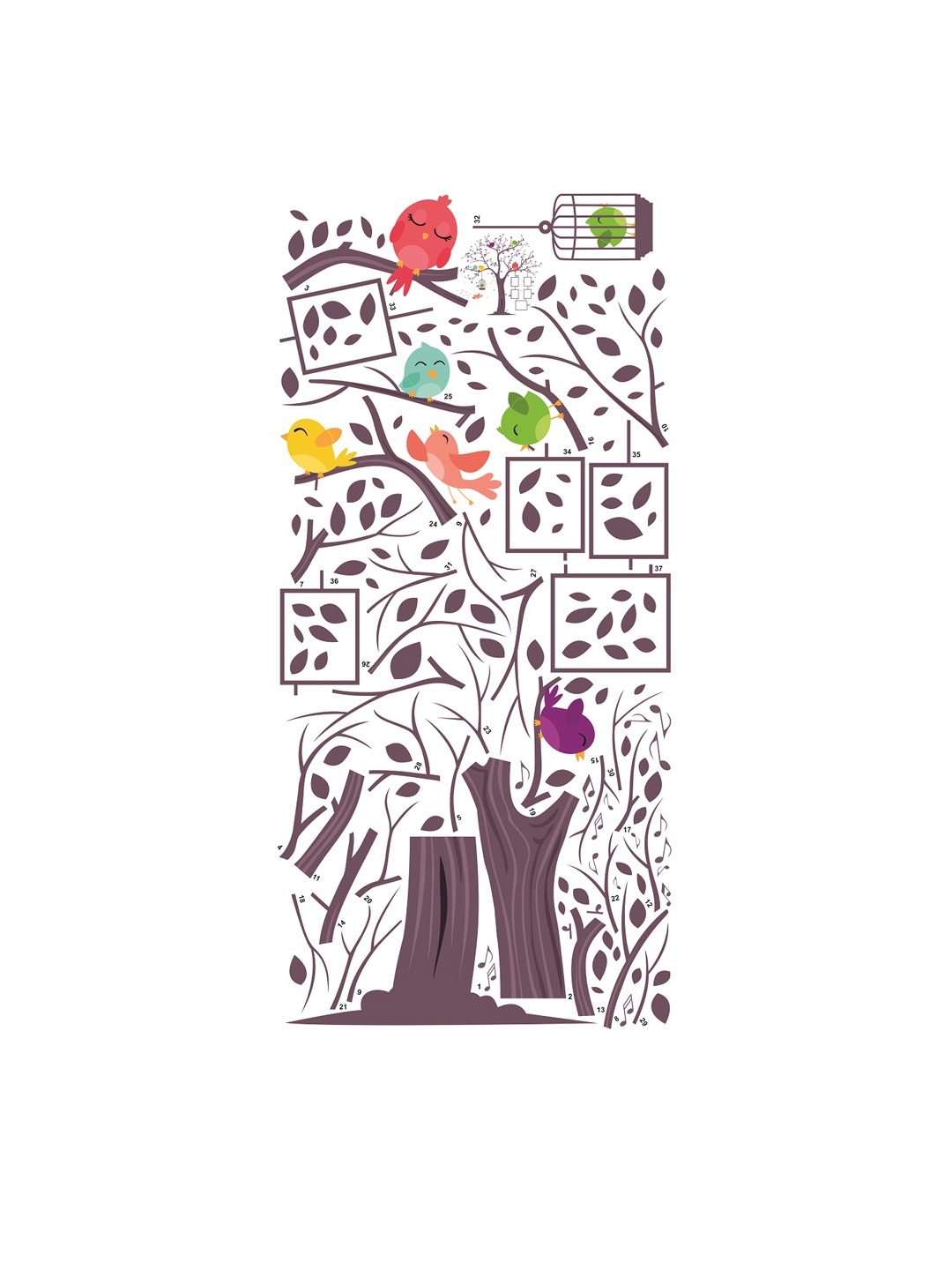 

WALLSTICK Purple & Green Tree Large Vinyl Wall Sticker