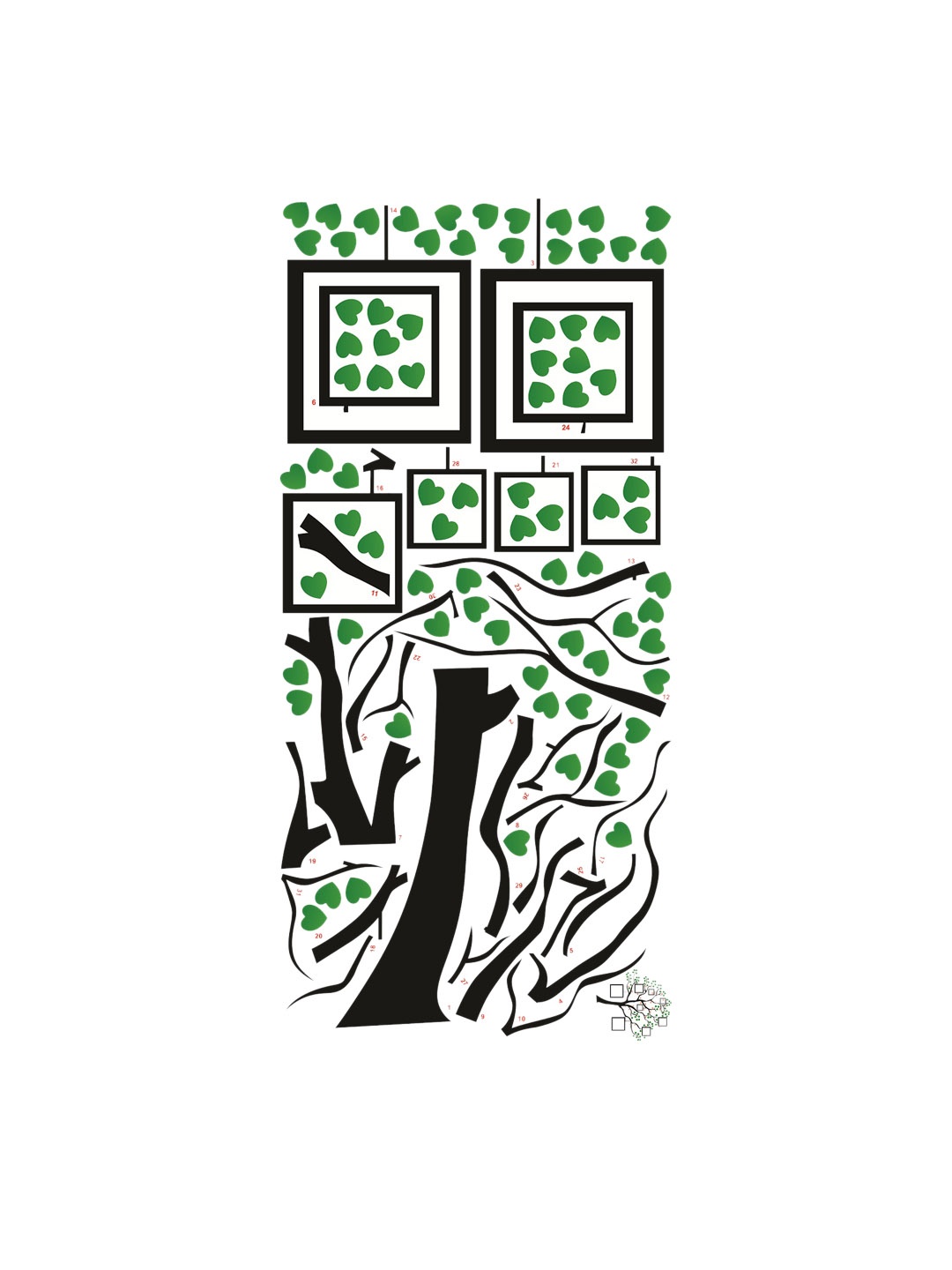 

WALLSTICK Black & Green Tree Large Vinyl Wall Sticker