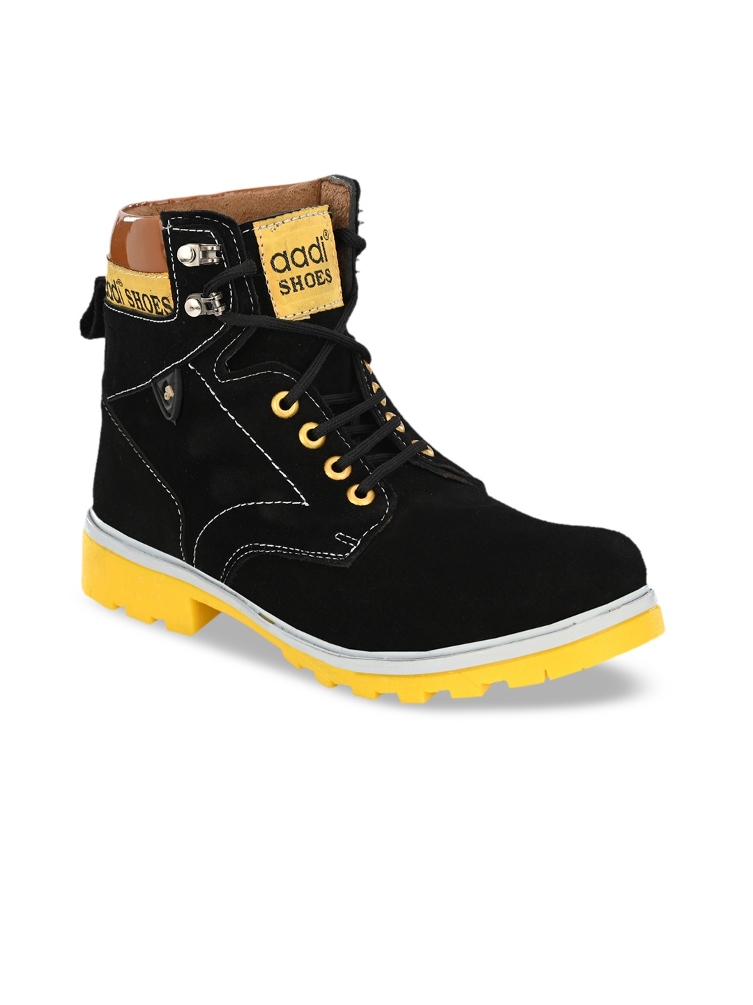 

aadi Men Black Solid High-Top Flat Boots