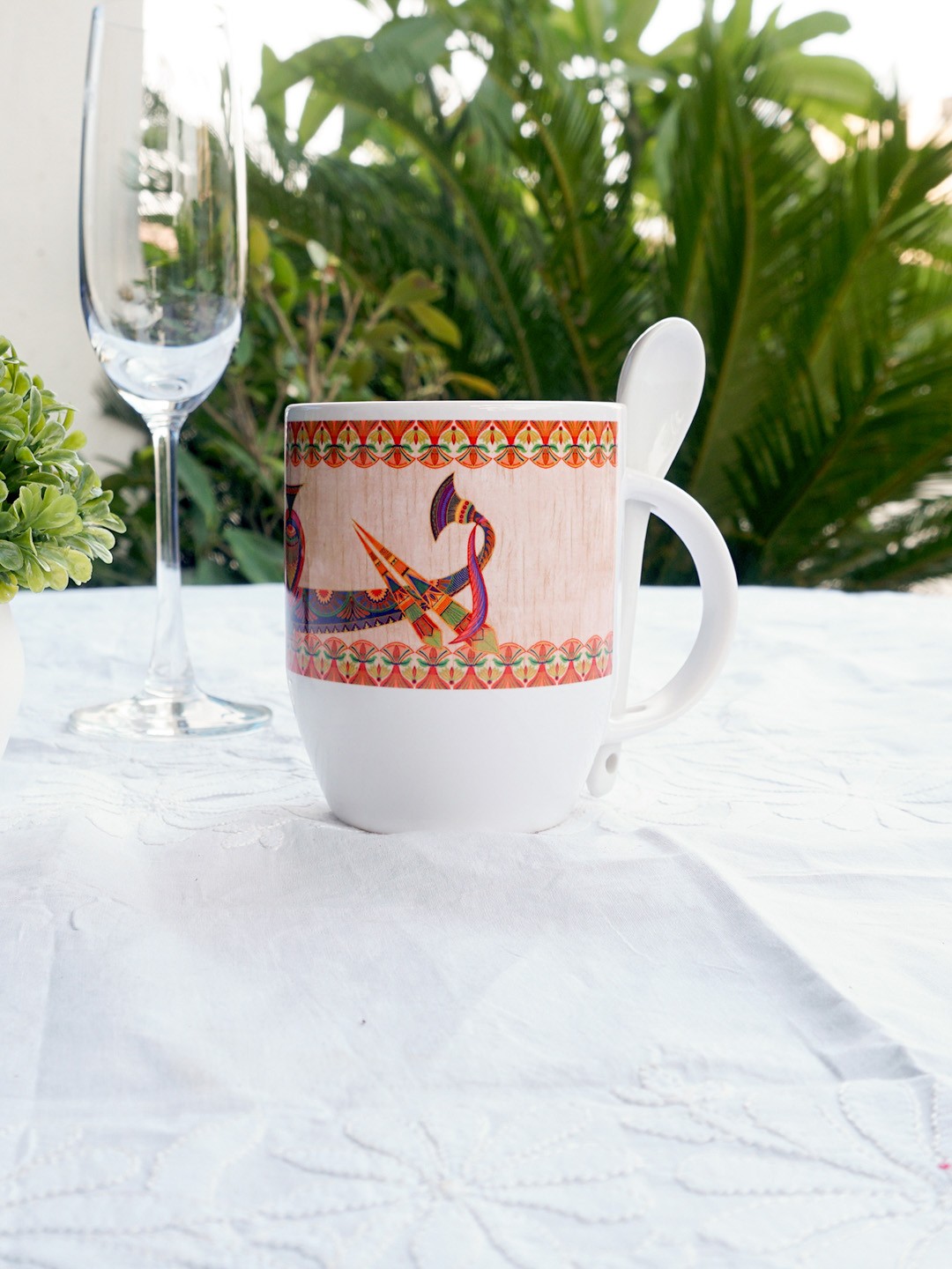 

KOLOROBIA Beige & Orange Sylvan Egyptian Spoon Mug
