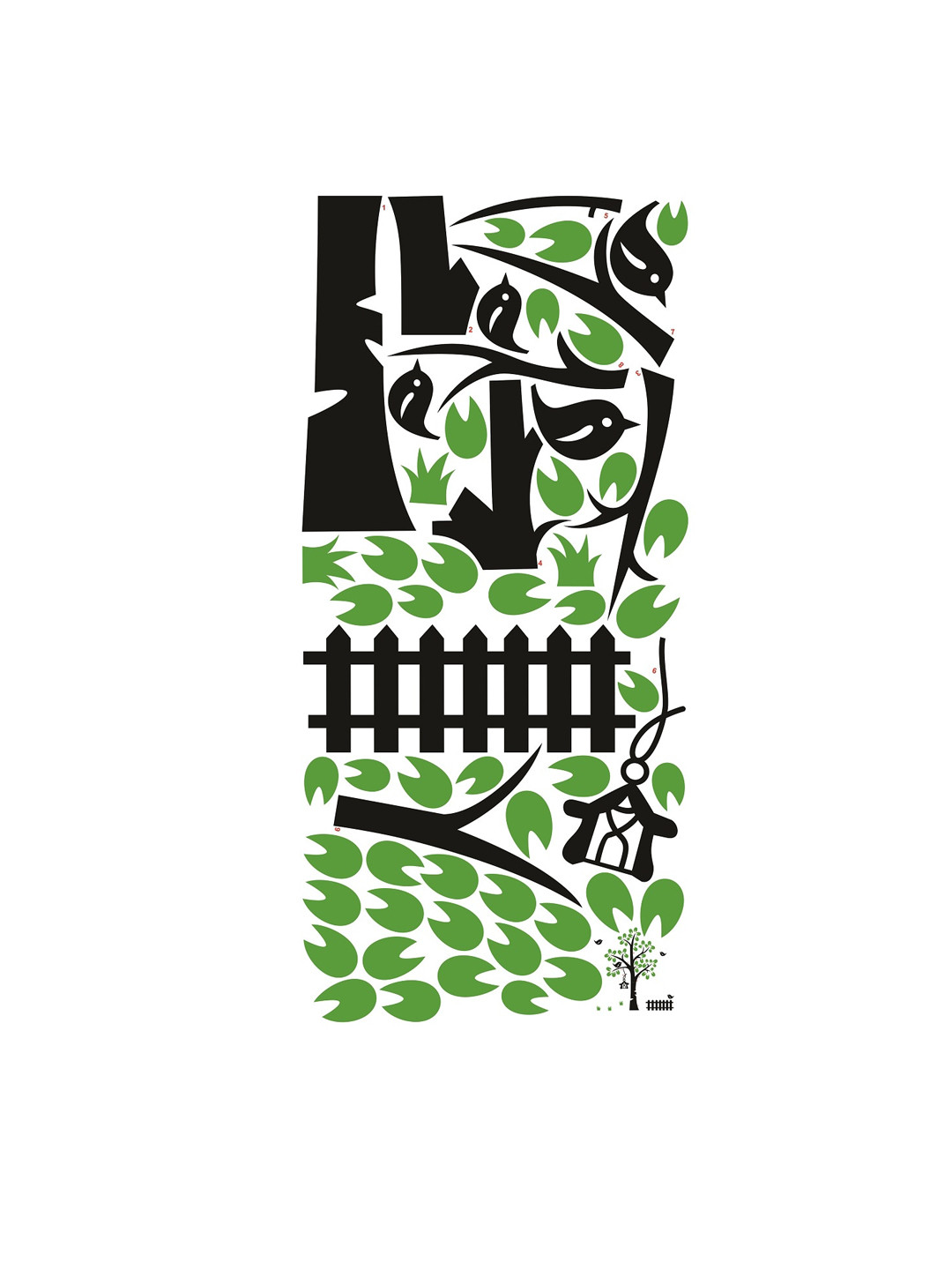 

WALLSTICK Green & Black Tree Large Vinyl Wall Sticker