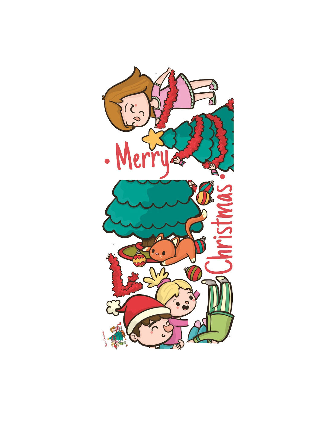 

WALLSTICK Green & Red Merry Christmas Large Vinyl Wall Sticker
