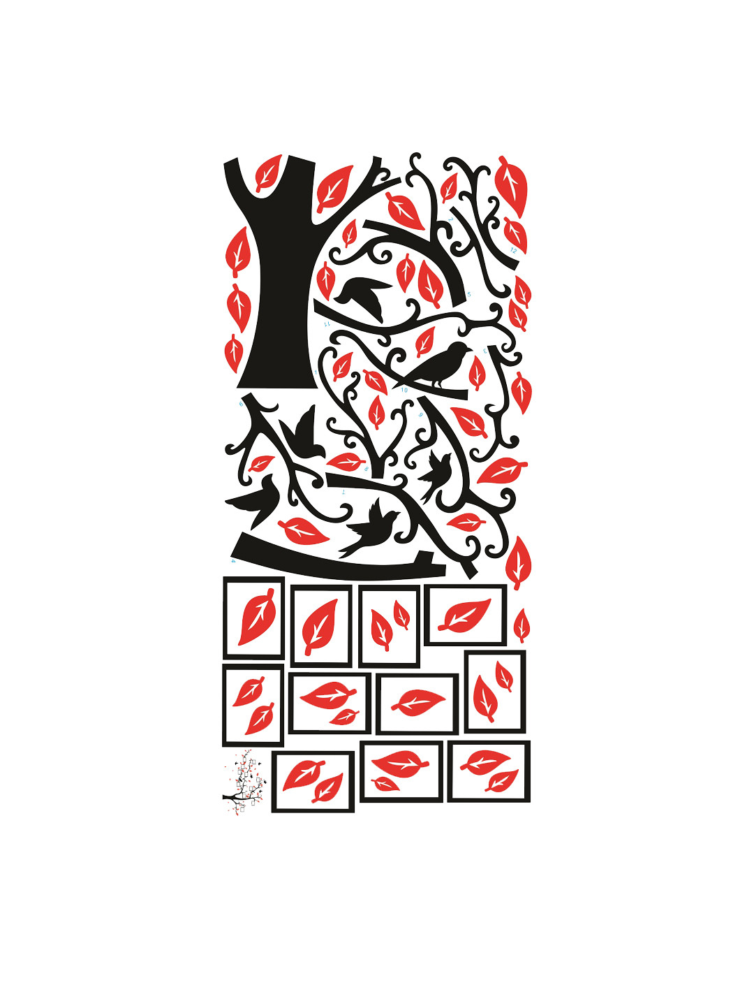 

WALLSTICK Black & Red Tree Large Vinyl Wall Sticker