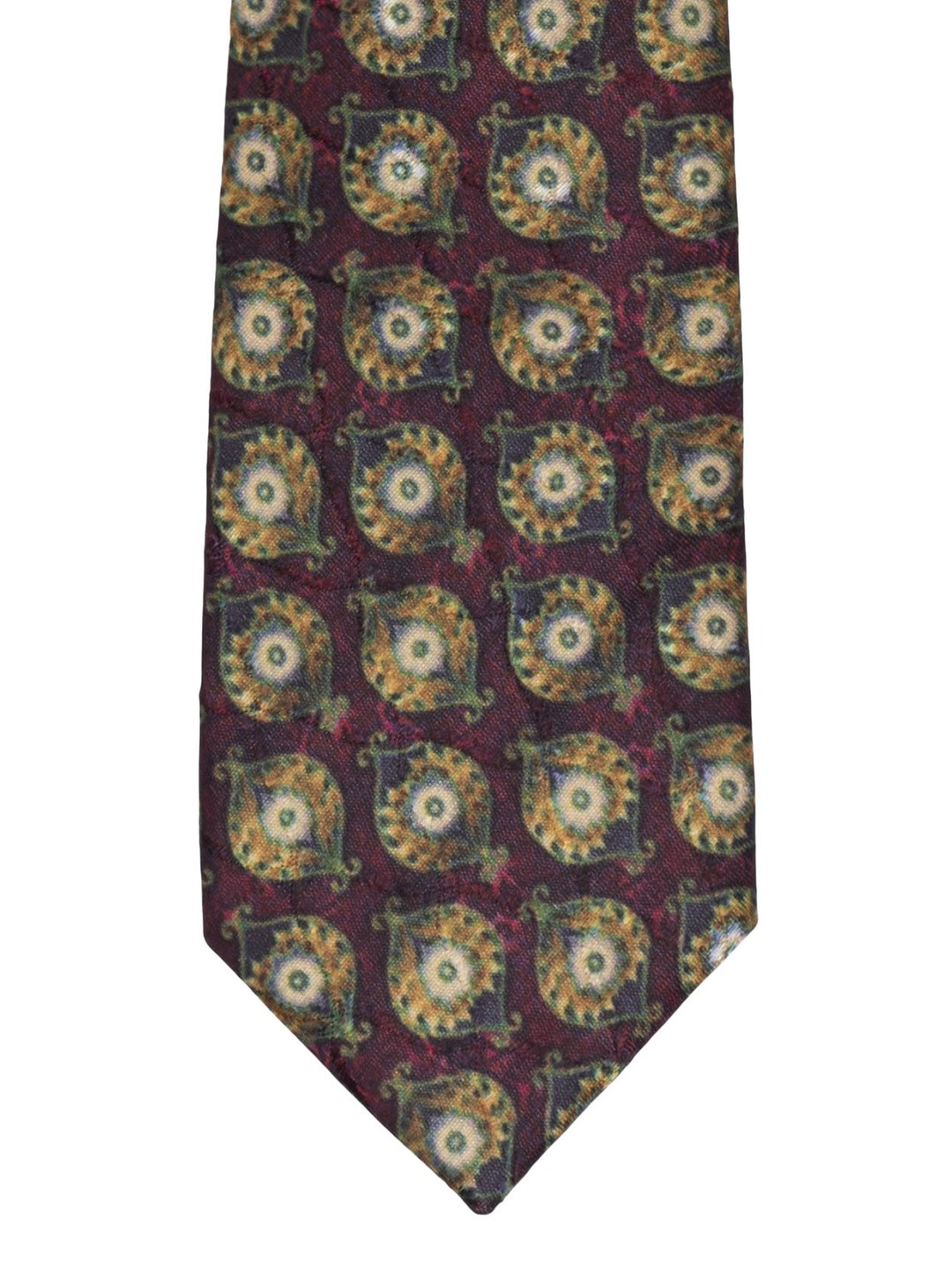 

The Tie Hub Maroon & Green Flower Printed Broad Tie