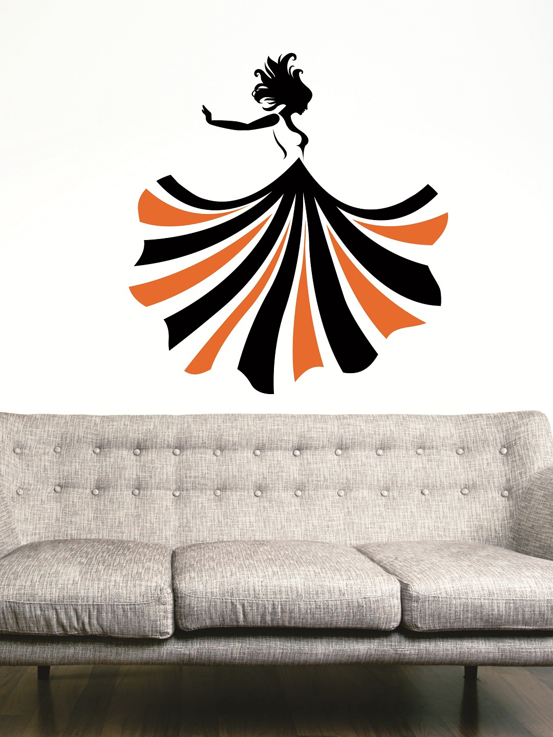

WALLSTICK Black & Orange Lady Large Vinyl Wall Sticker