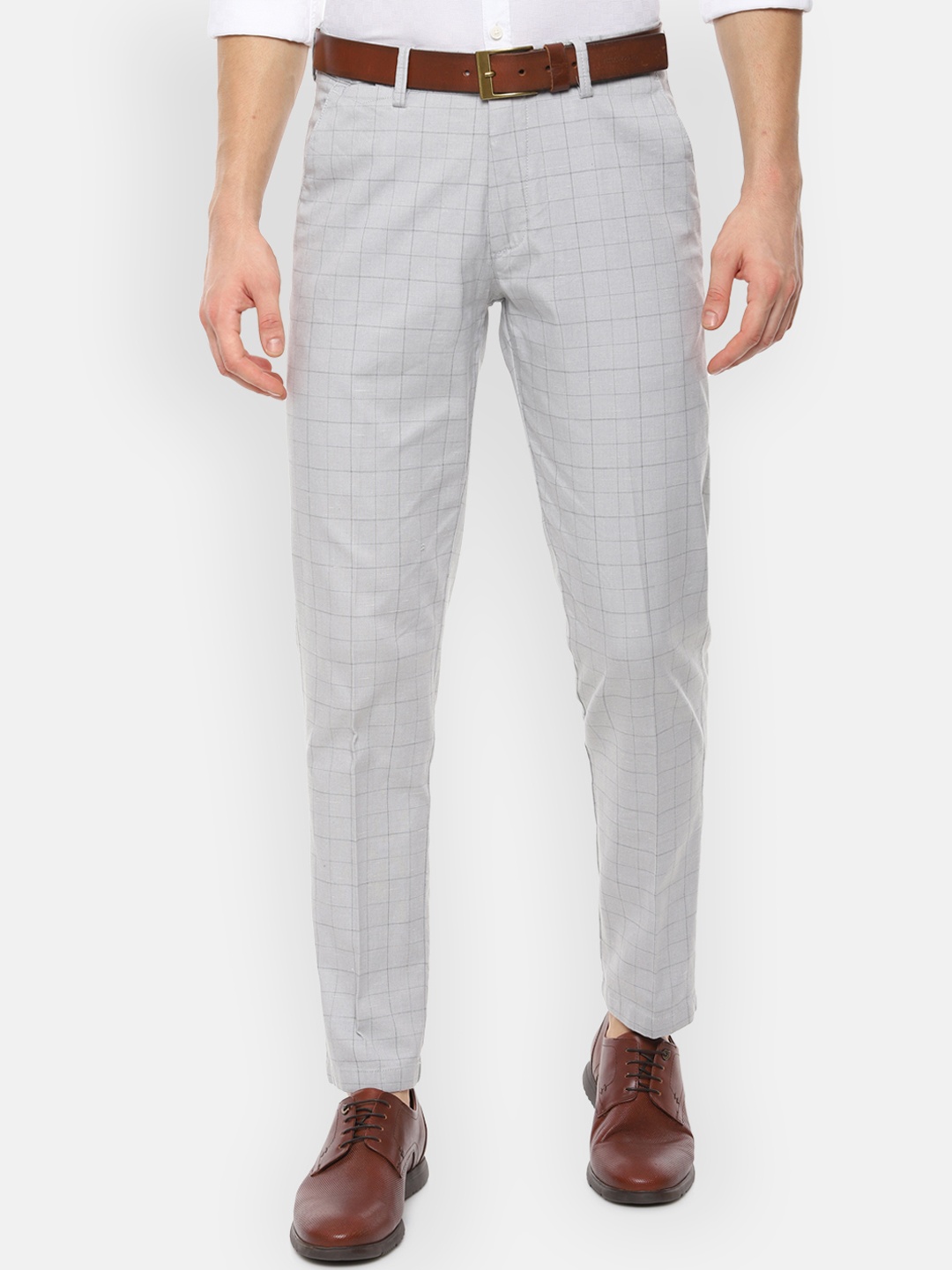 

Louis Philippe Sport Men Grey Slim Fit Checked Formal Trousers
