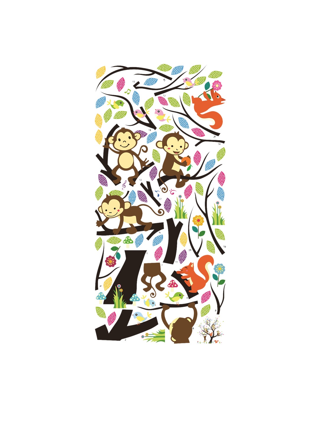 

WALLSTICK Brown & Green Monkeys On Tree Large Vinyl Wall Sticker