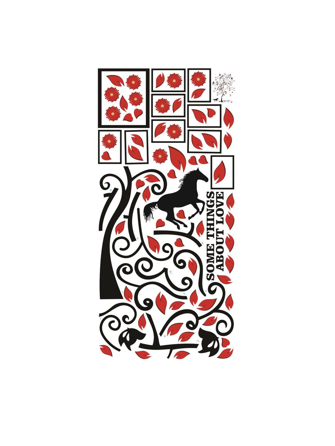 

WALLSTICK Black & Red Love Memories Tree Large Vinyl Wall Sticker