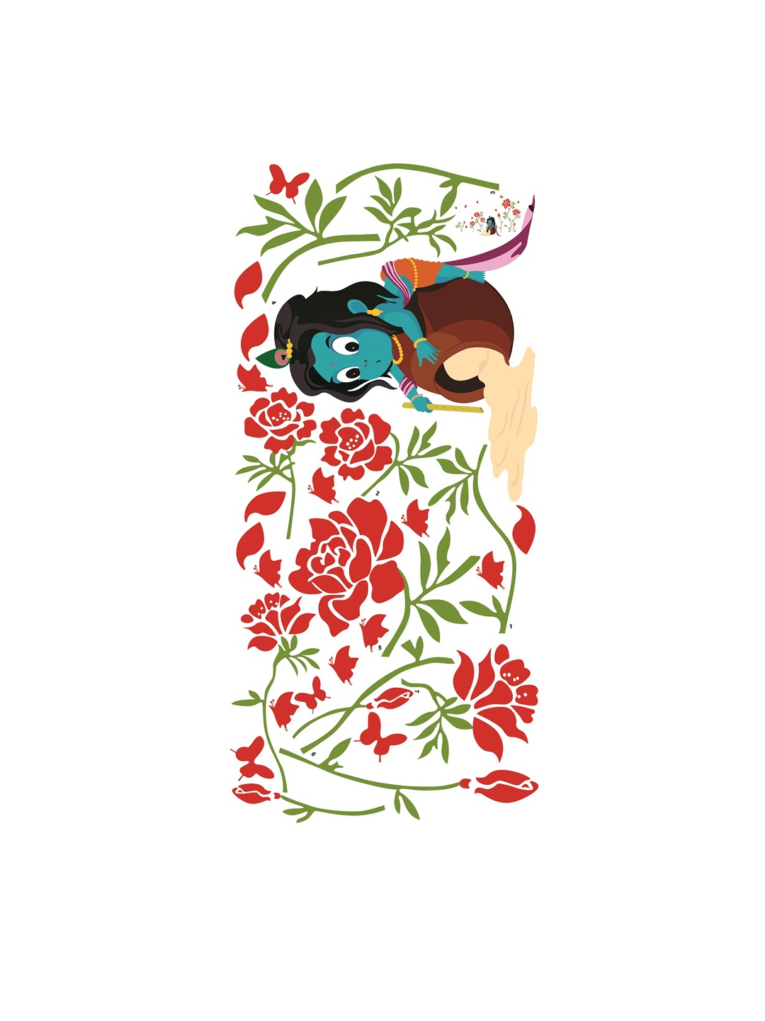 

WALLSTICK Red & Green Baby Krishna Large Vinyl Wall Sticker
