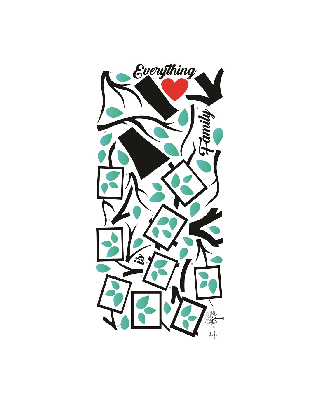 

WALLSTICK Black & Green Family Tree Large Vinyl Wall Sticker