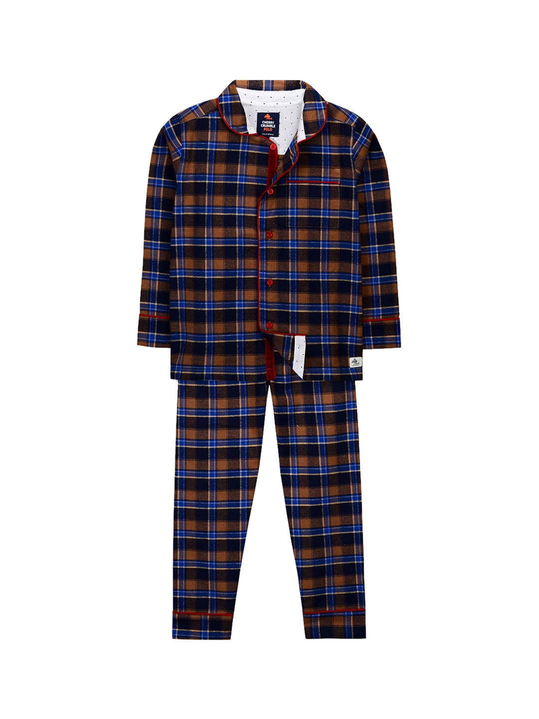 

Cherry Crumble Kids Multicoloured Checked Night suit, Multi