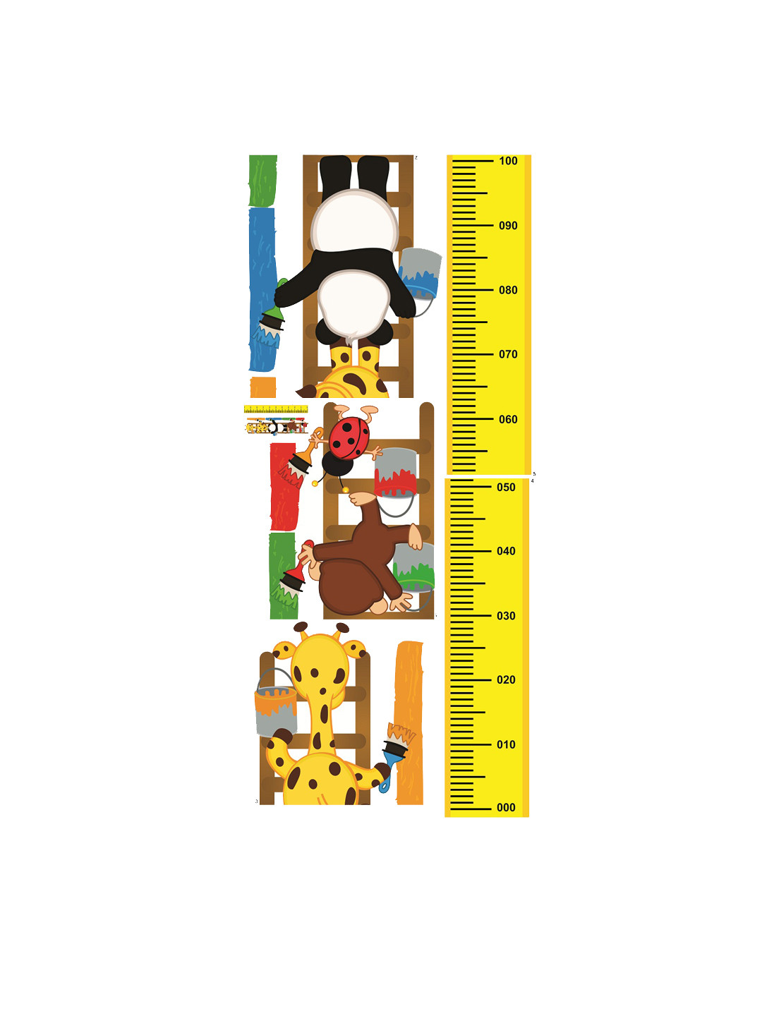 

WALLSTICK Yellow & Brown Animals Ladder Large Vinyl Wall Sticker