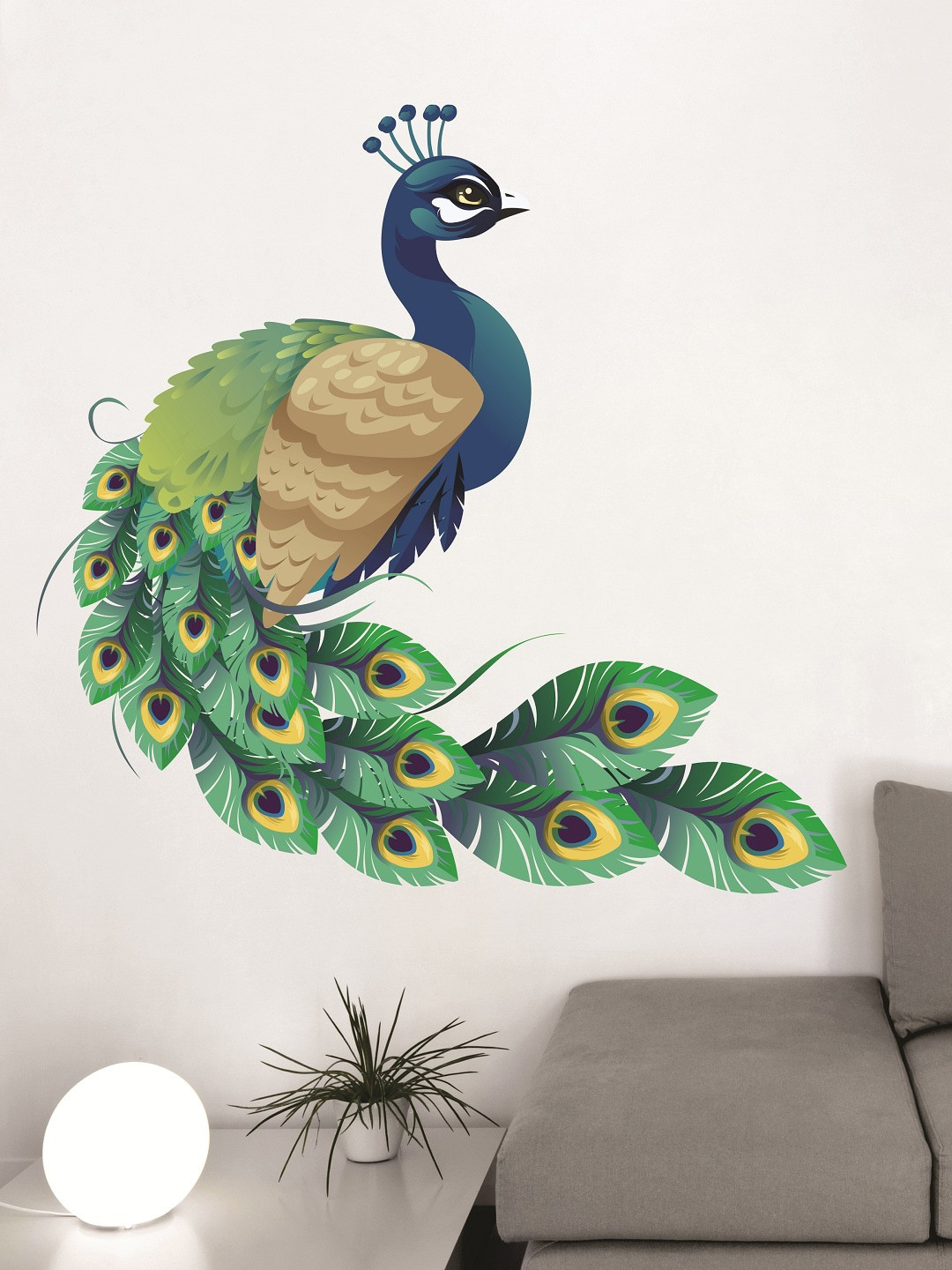 

WALLSTICK Green & Blue Peacock Large Vinyl Wall Sticker
