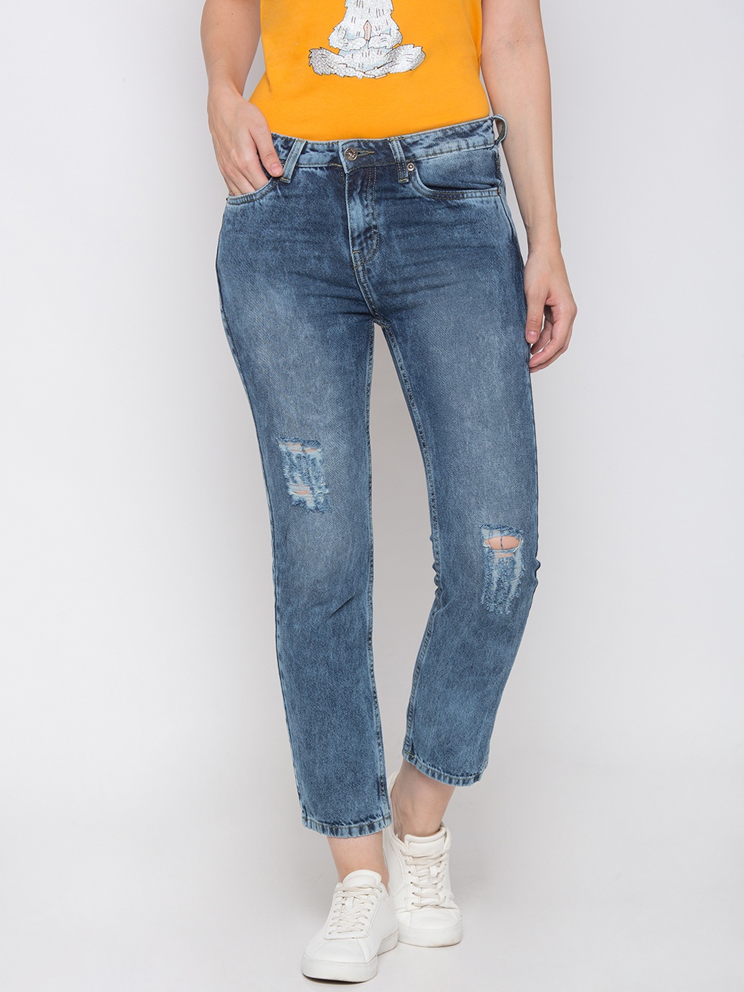 

Globus Women Blue Slim Fit Mid-Rise Mildly Distressed Jeans