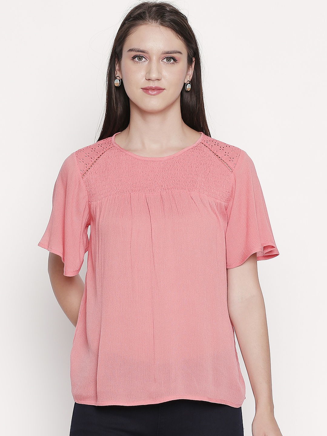 Honey by Pantaloons Women Pink Solid A-Line Top