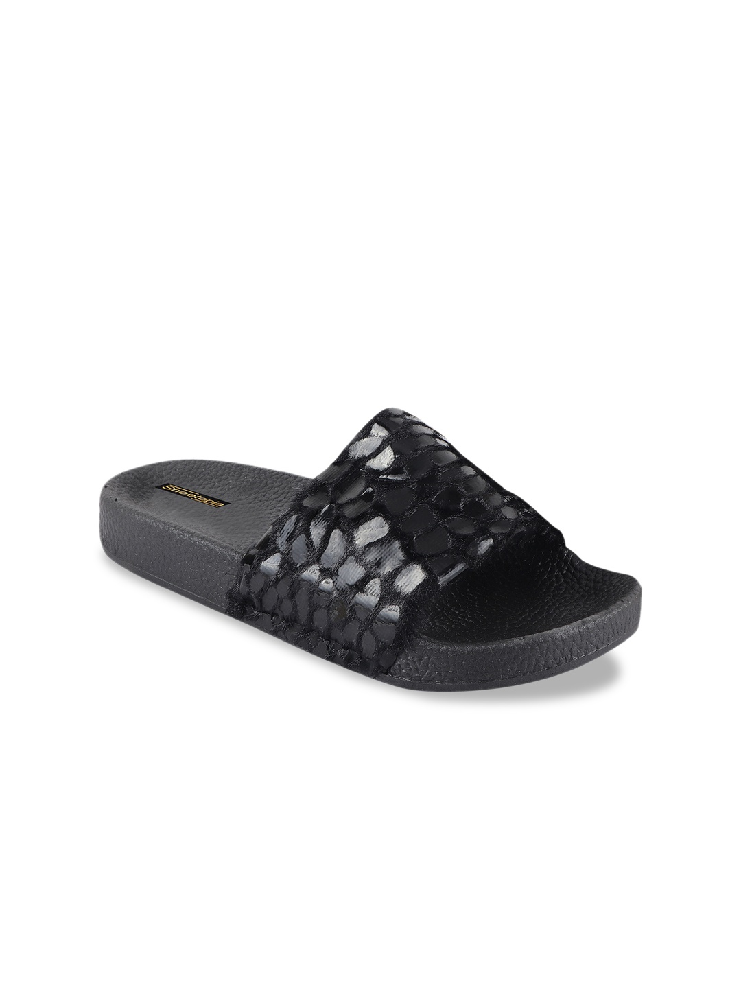 

Shoetopia Women Black Printed Sliders