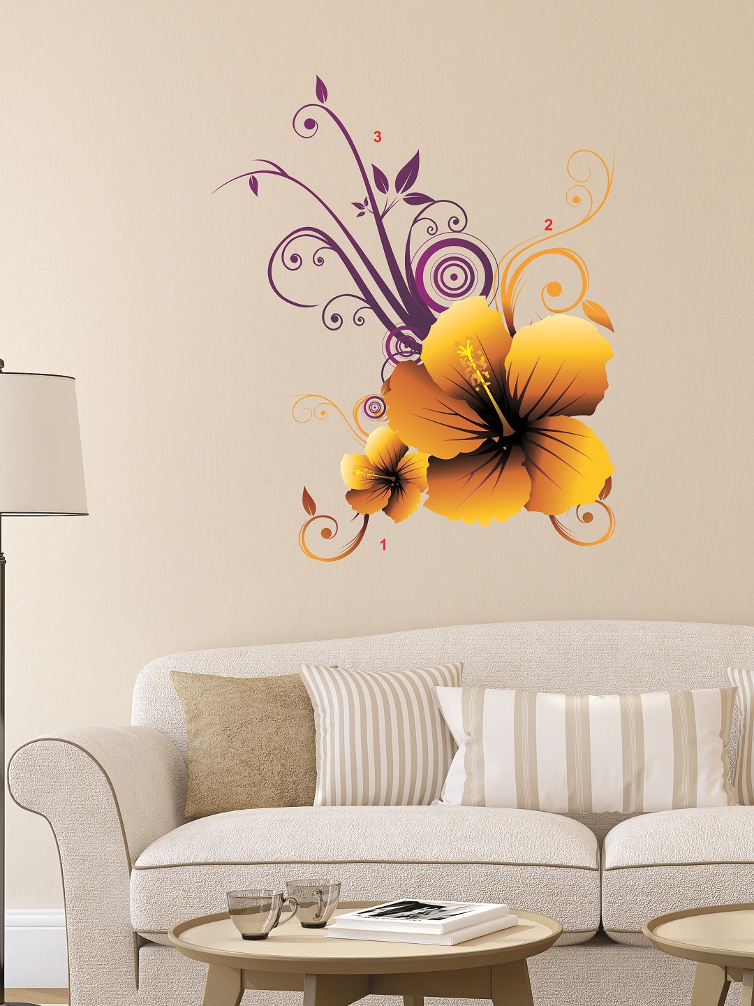 

WALLSTICK Purple & Yellow Flower Large Vinyl Wall Sticker
