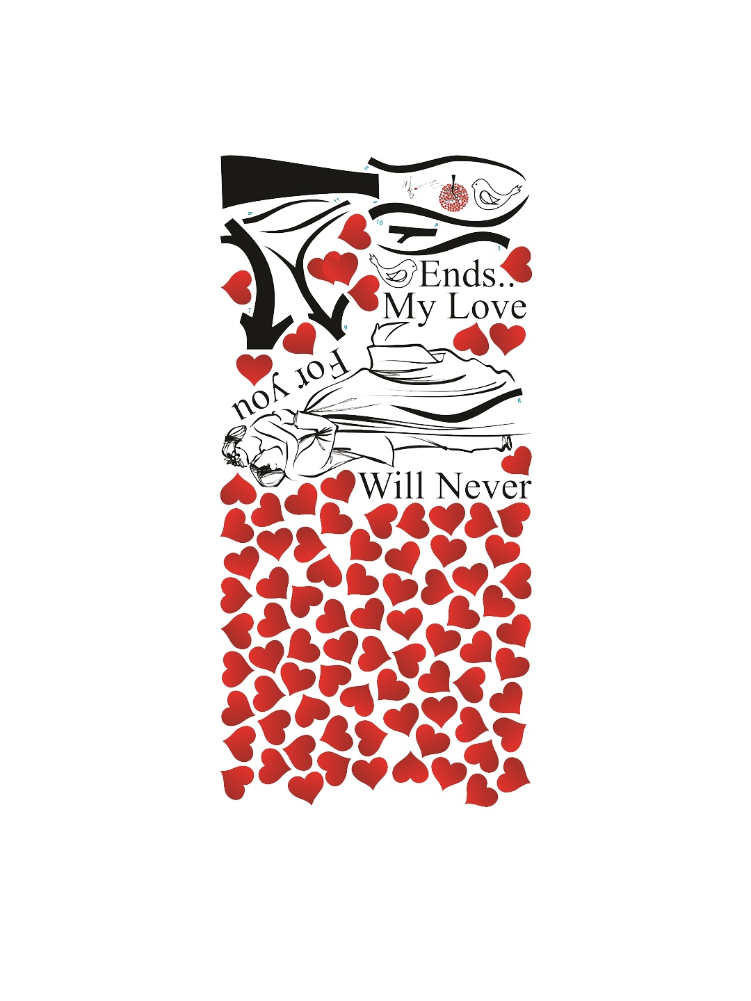 

WALLSTICK Black & Red Love For You Large Vinyl Wall Sticker