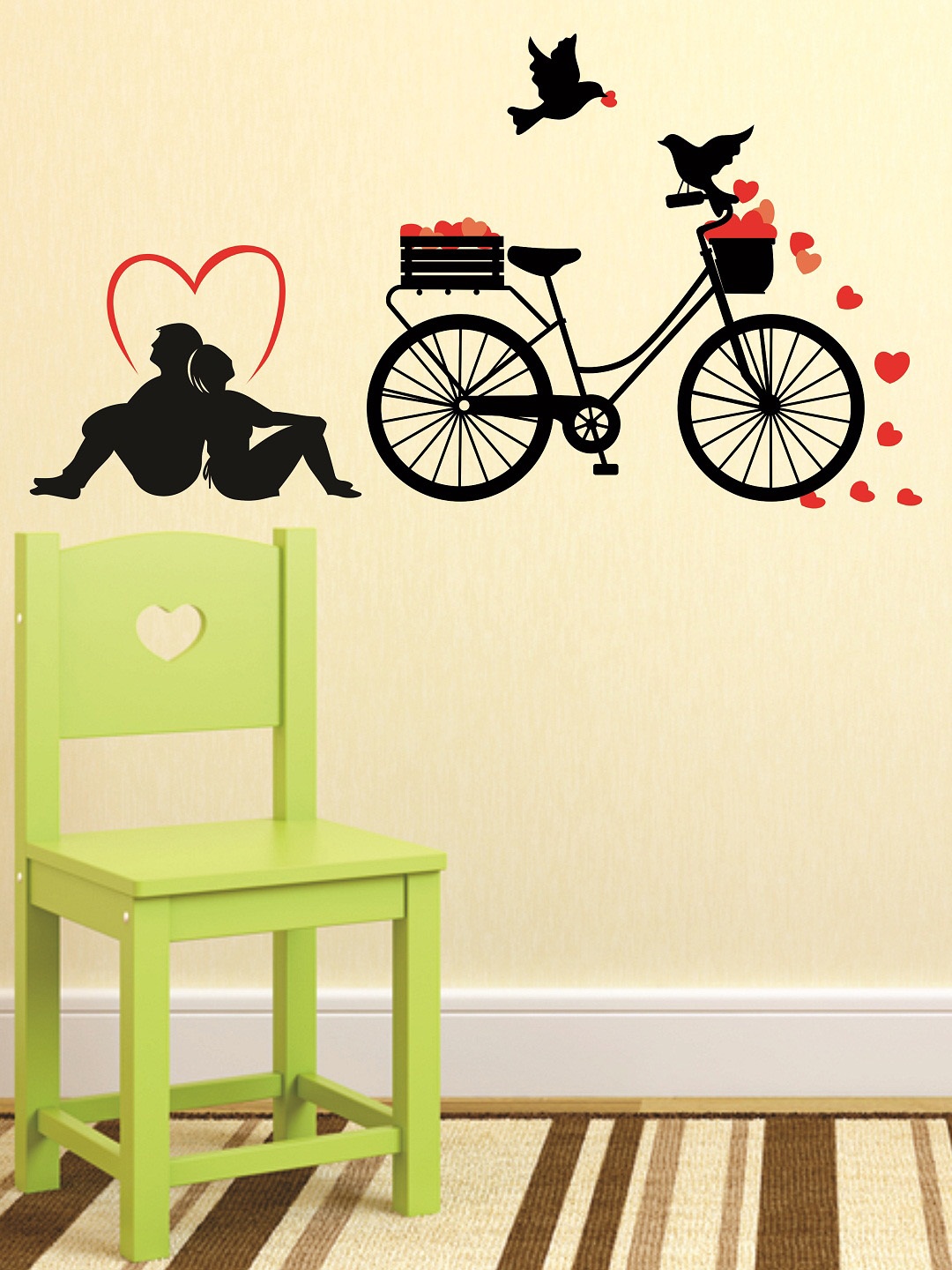 

WALLSTICK Black & Red Couple Large Vinyl Wall Sticker