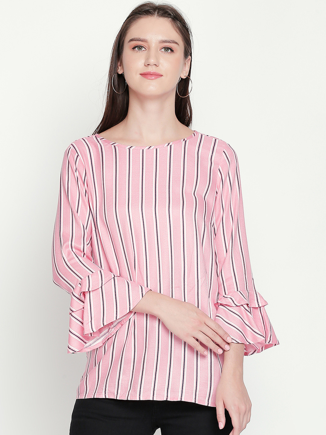 

Honey by Pantaloons Women Pink & White Striped Top