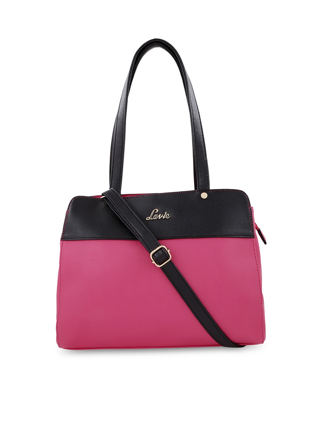 

Lavie Pink & Black Colourblocked Shoulder Bag