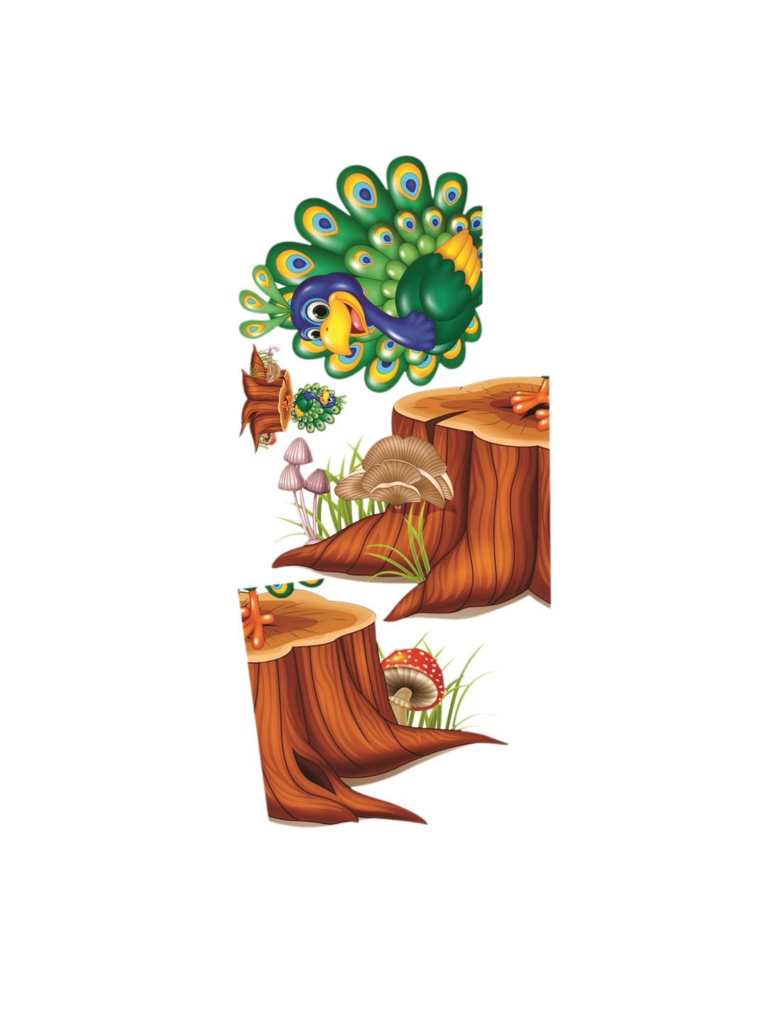 

WALLSTICK Brown & Green Peacock Large Vinyl Wall Sticker
