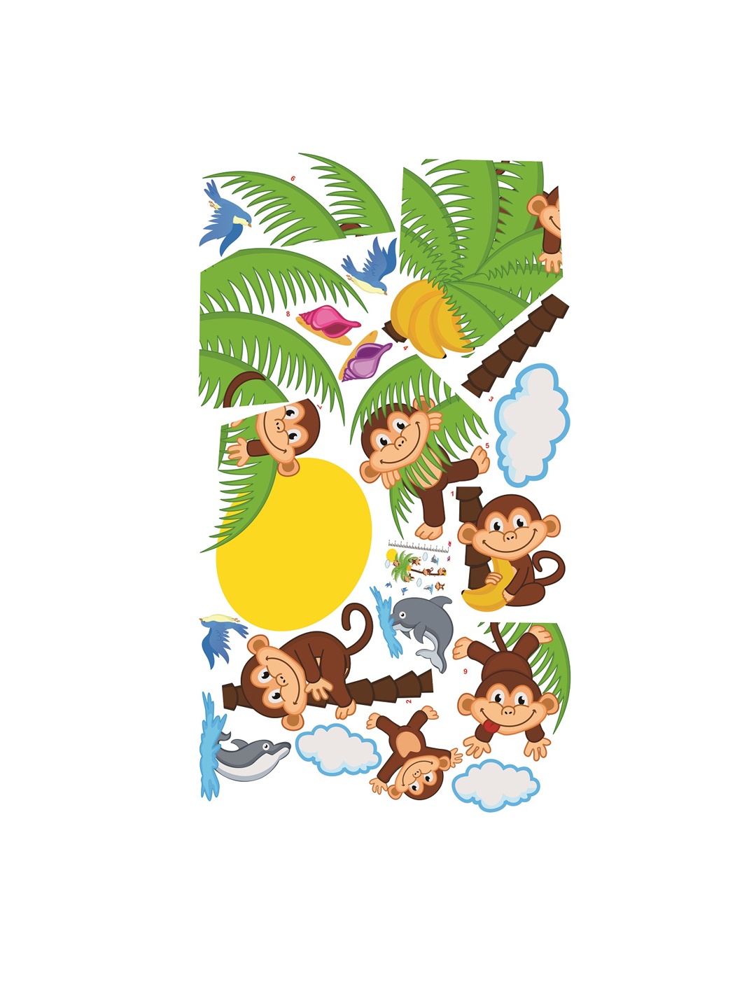 

WALLSTICK Brown & Green Monkeys On Tree Large Vinyl Wall Sticker