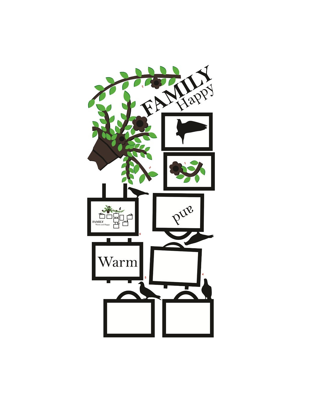 WALLSTICK Black & Brown Family Tree Large Vinyl Wall Sticker