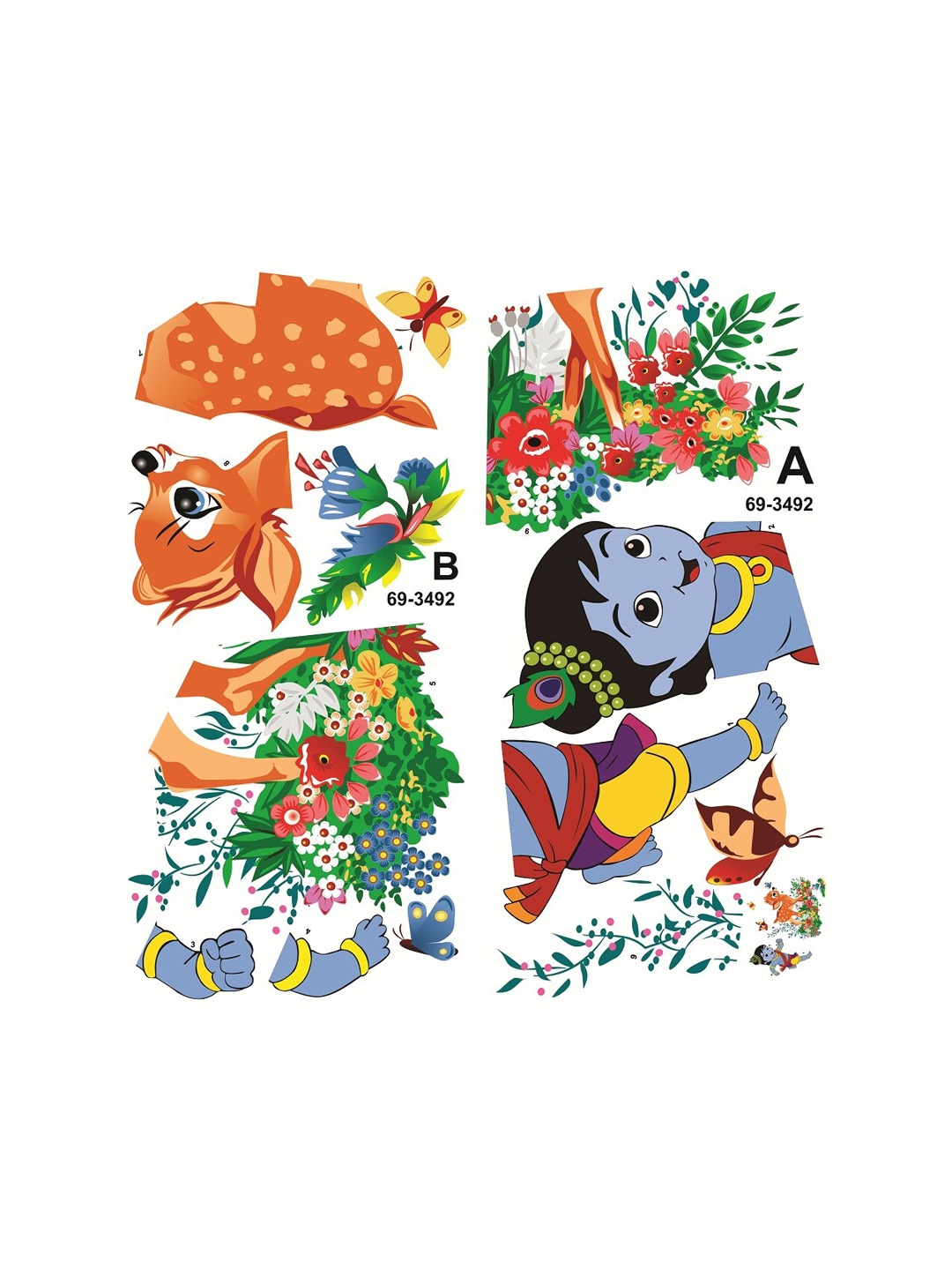 

WALLSTICK Blue & Orange Lord Krishna Large Vinyl Wall Sticker