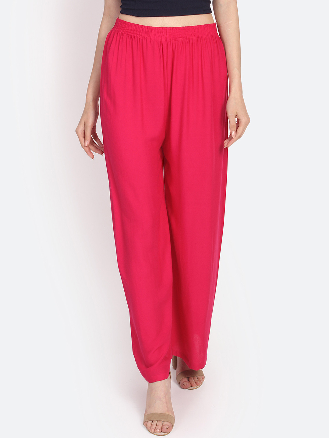 

Anekaant Women Pink Solid Straight Palazzos