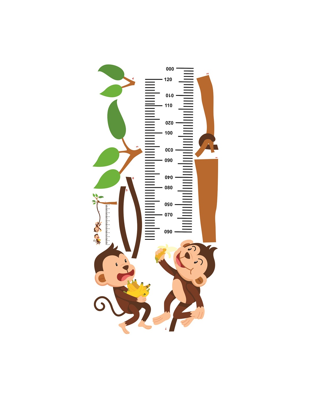 

WALLSTICK Brown & Green Monkeys Playing Large Vinyl Wall Sticker