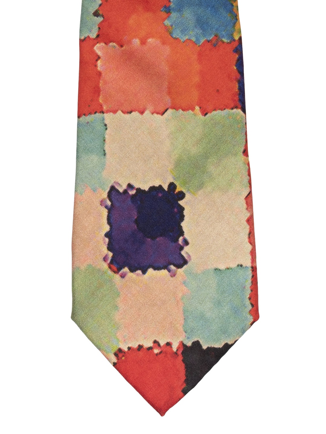 

The Tie Hub Orange & Blue Square Checked Broad Silk & Khadi Tie