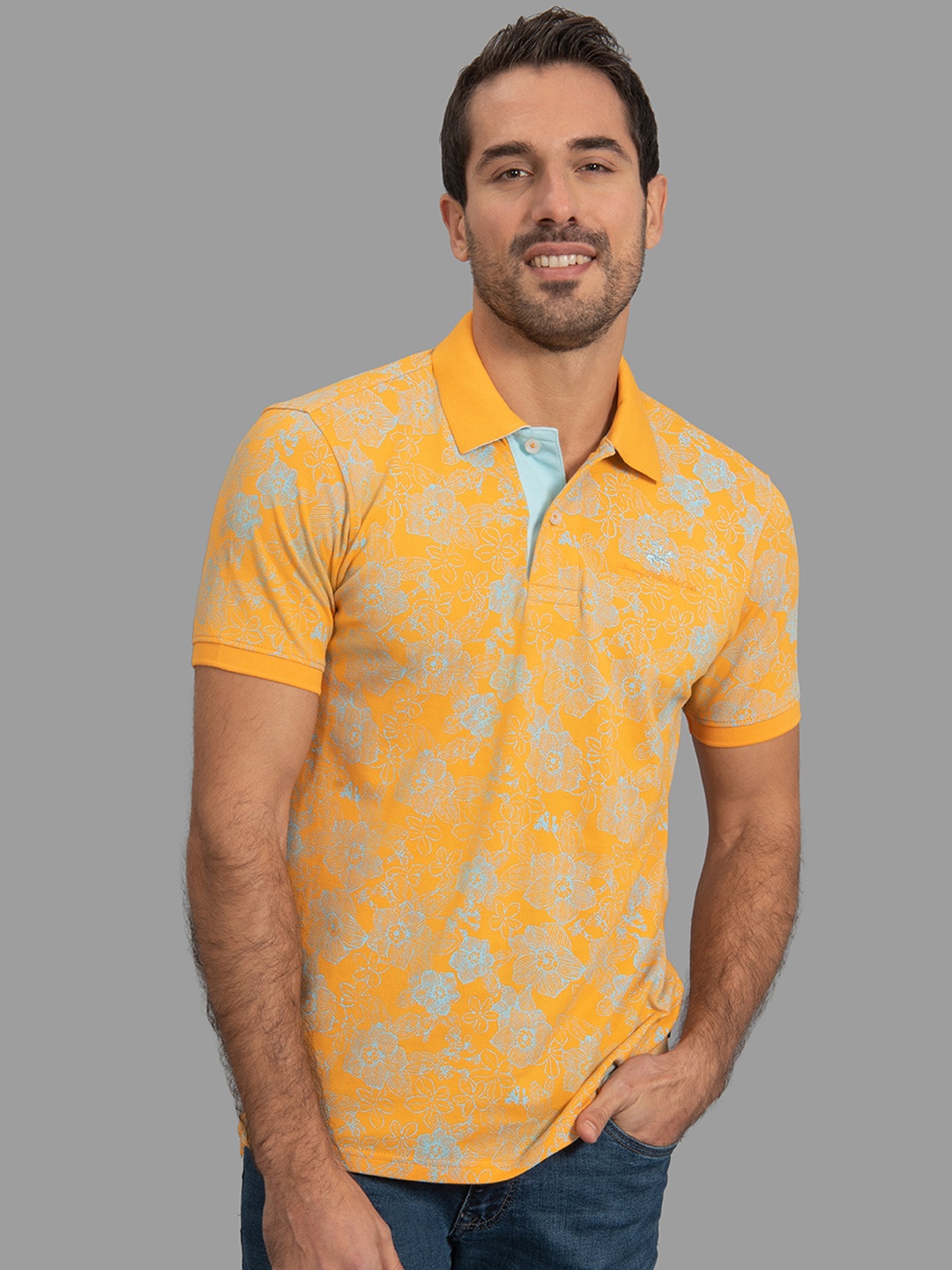 

Beverly Hills Polo Club Men Orange Printed Polo Collar T-shirt