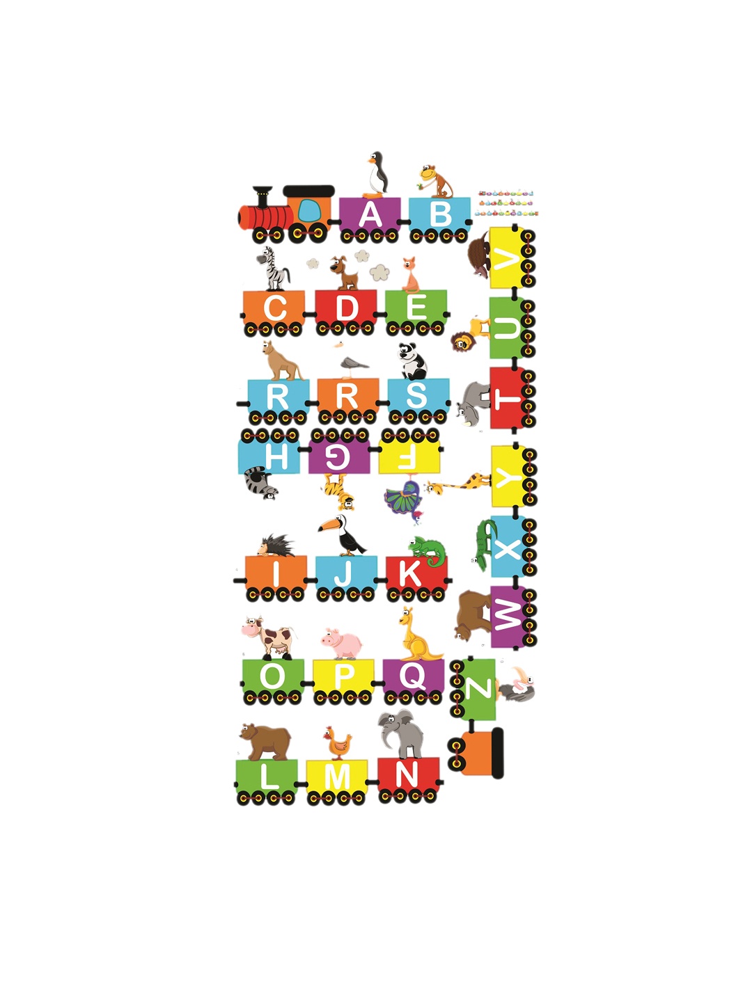 

WALLSTICK Multicoloured Alphabets Train Large Vinyl Wall Sticker, Multi