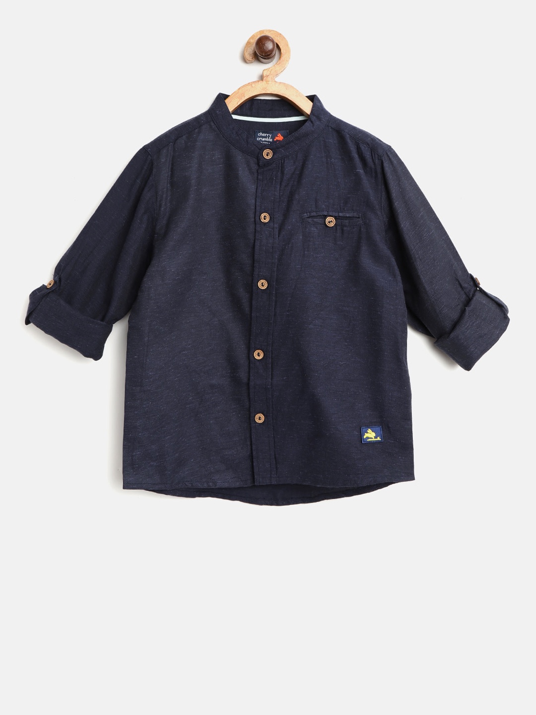 

Cherry Crumble Boys Navy Blue Regular Fit Solid Casual Shirt