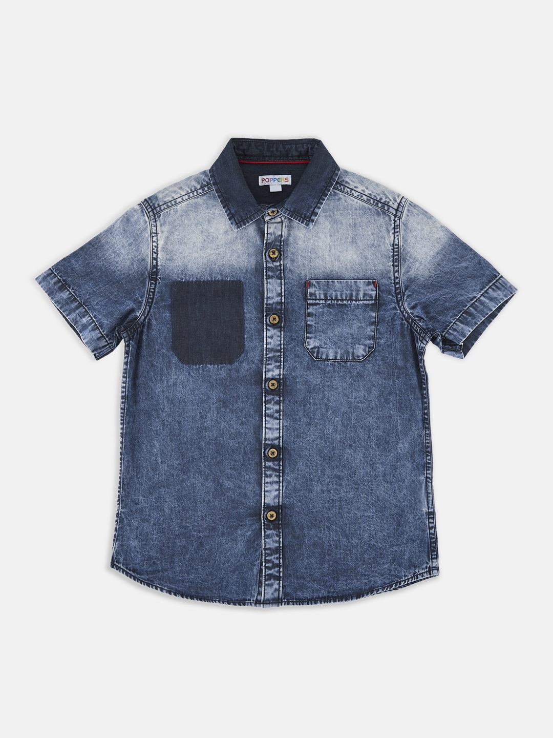 

POPPERS by Pantaloons Boys Blue Regular Fit Faded Casual Shirt
