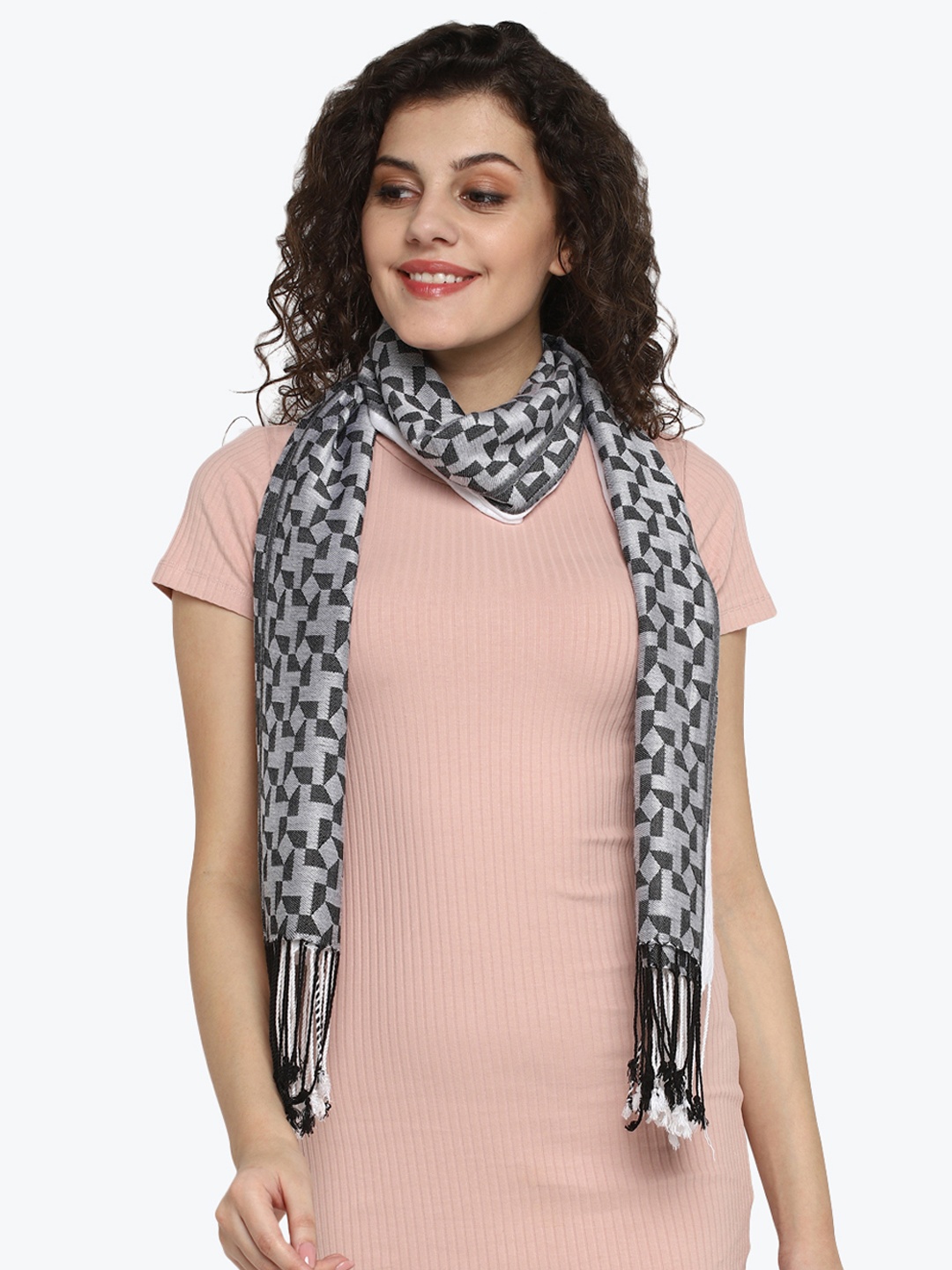 

Aditi Wasan Women White & Black Woven Design Stole