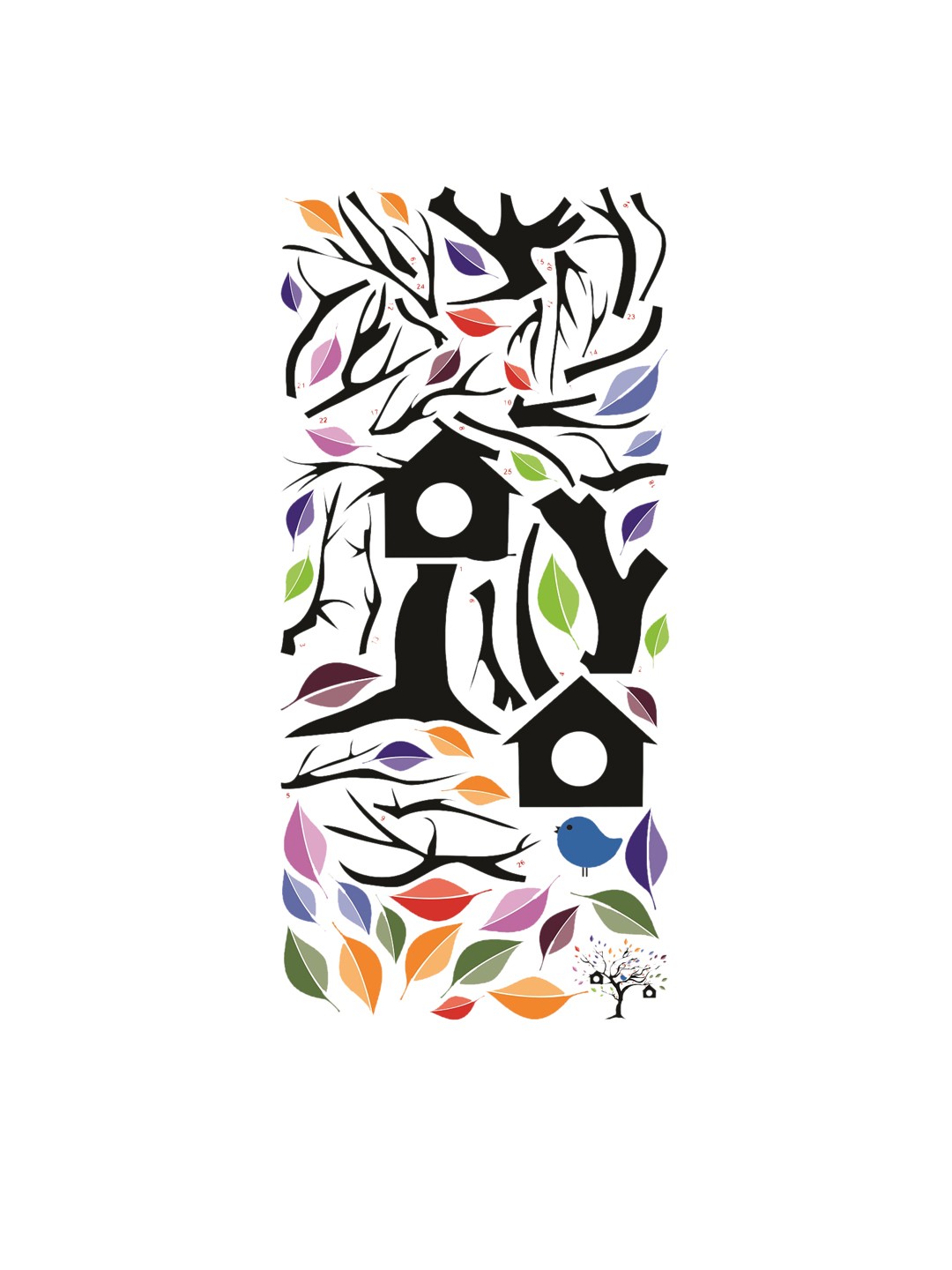 

WALLSTICK Black & Blue Tree Large Vinyl Wall Sticker
