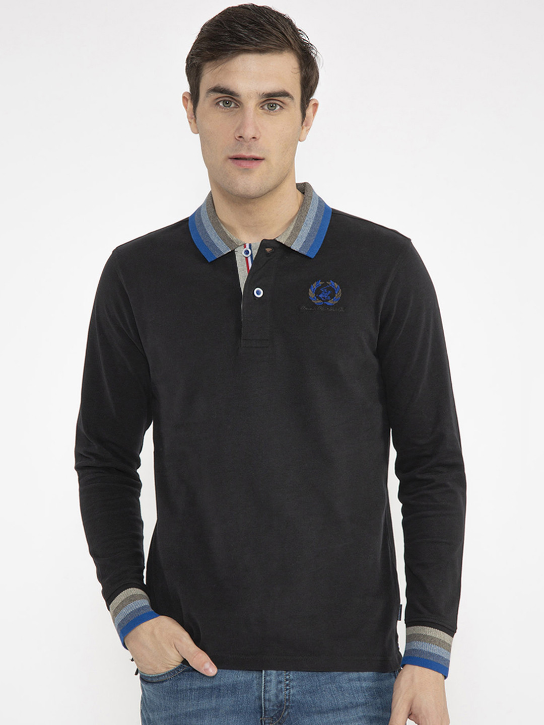 

Beverly Hills Polo Club Men Black Solid Polo Collar T-shirt