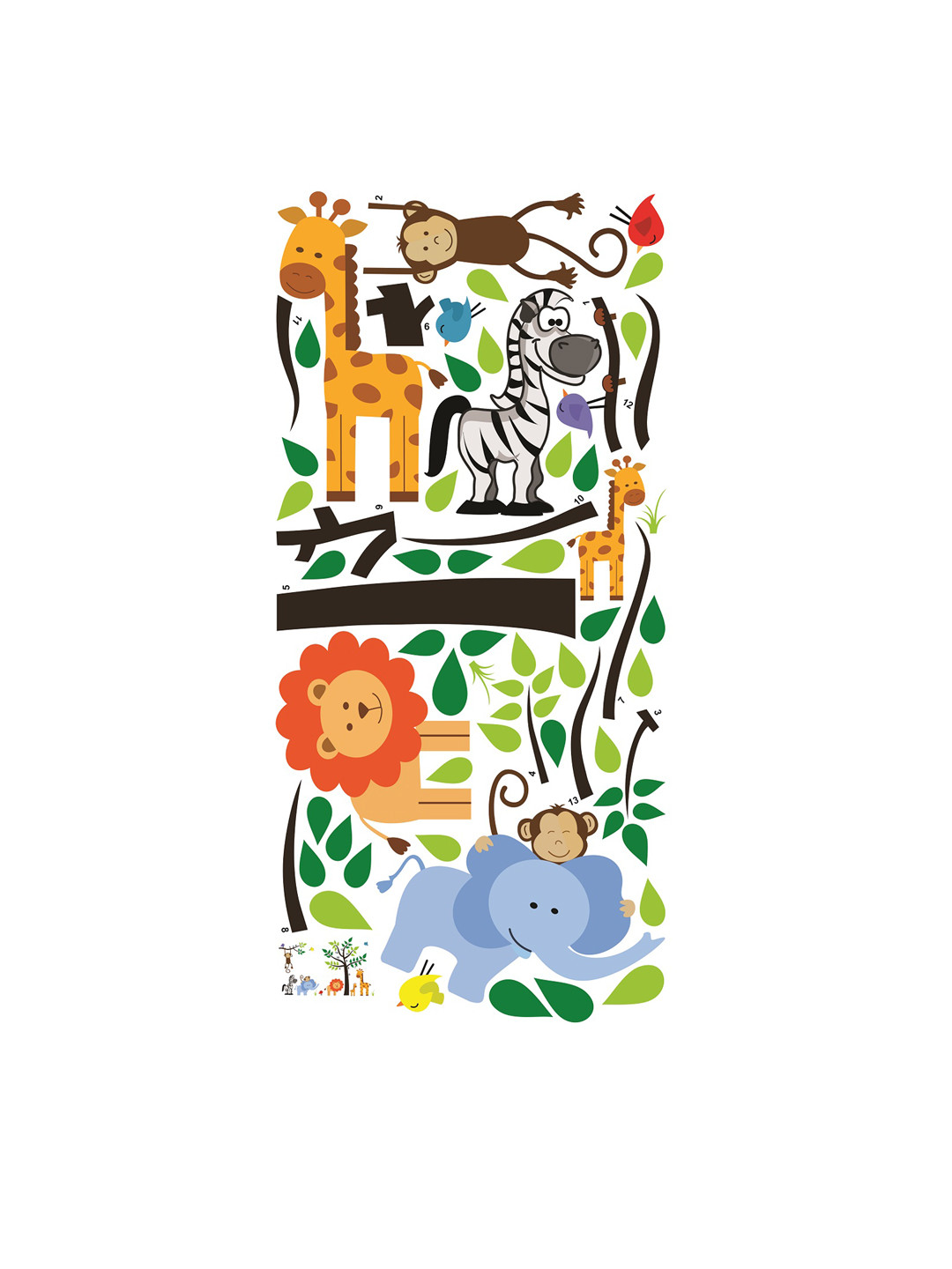 

WALLSTICK Green & Brown Animals Large Vinyl Wall Sticker