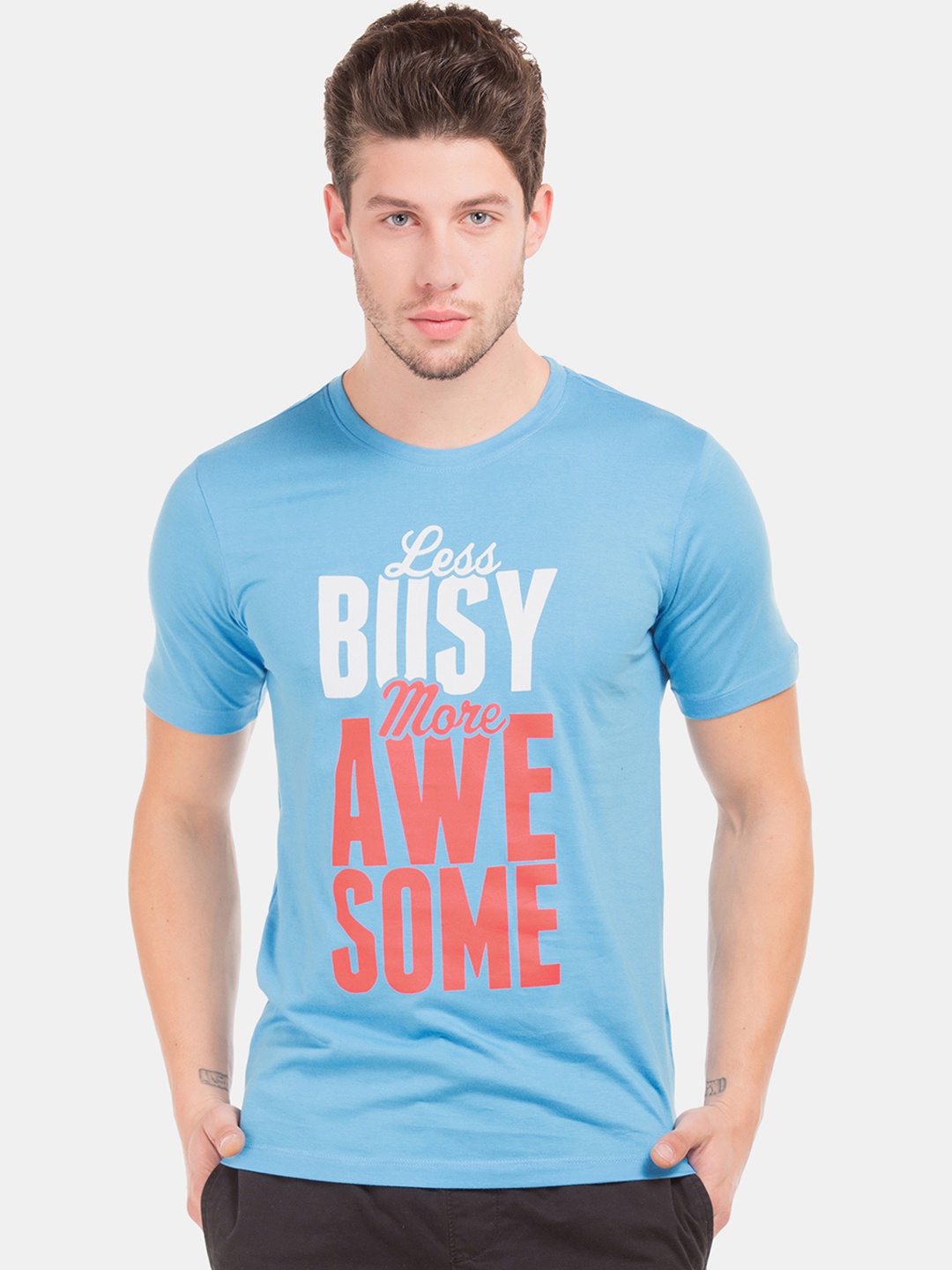 

Colt Men Blue Printed Round Neck T-shirt