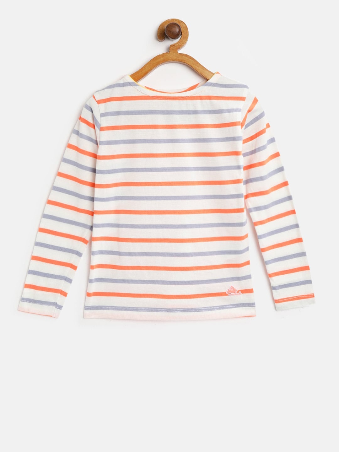 

Cherry Crumble Kids Grey &Orange Striped Round Neck T-shirt