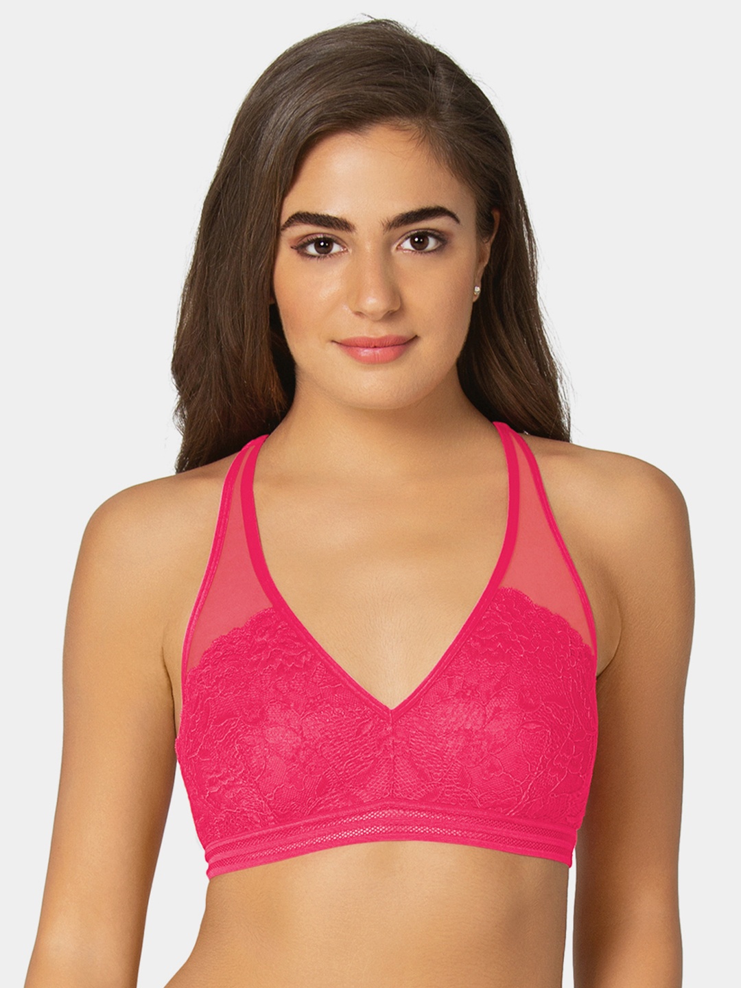 

Amante Non Padded Sheer Lush Lace Bra - BRA72301, Pink