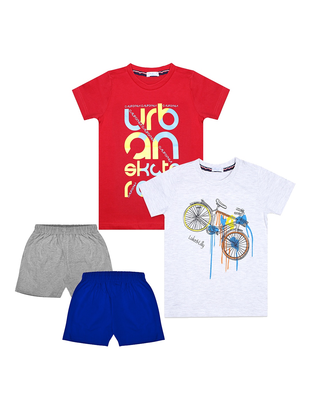 

Luke & Lilly Boys Pack Of 2 Bio-Washed Printed Clothing Sets, Red